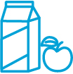 blue and white juice carton and apple logo