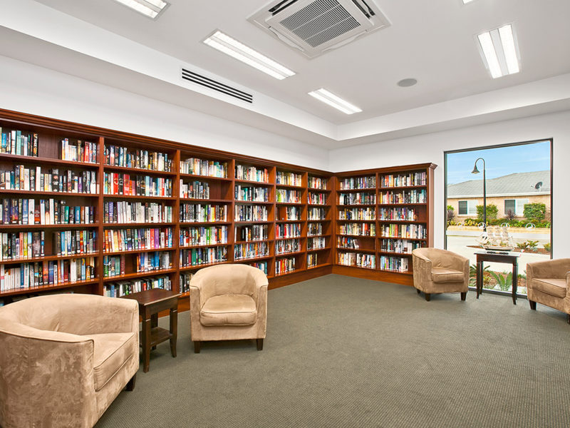 RetireAustralia Forresters Beach Retirement Village Central Coast library community centre books reading bookshelf literature