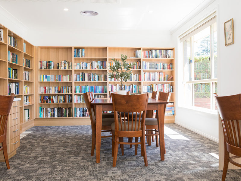 Newling Gardens Retirement Village Armidale community centre library reading literature read books bookshelves