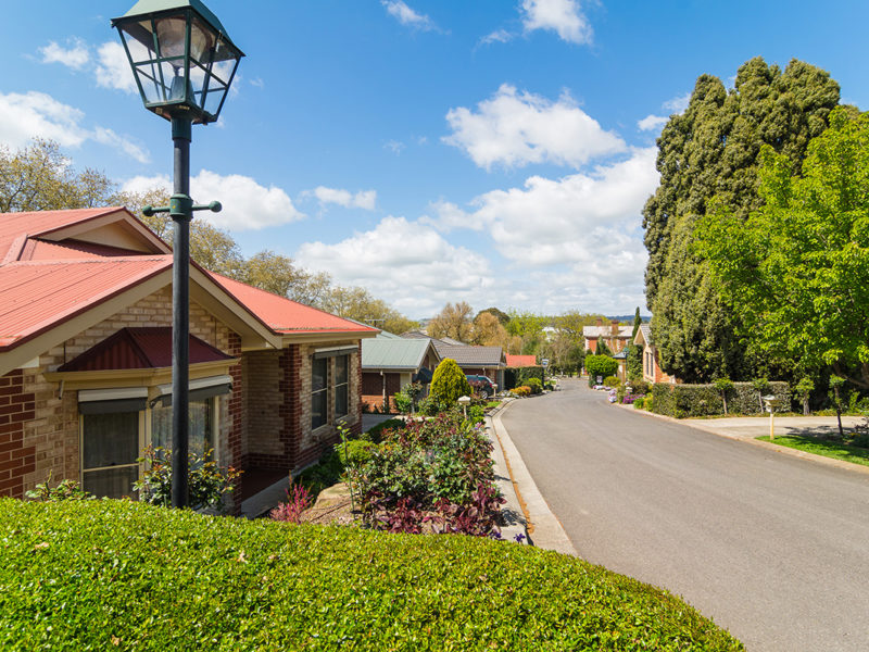 RetireAustralia The Laurels Retirement Village Mount Barker Adelaide Hills South Australia street streetscape gardens flowers independent living units care apartments