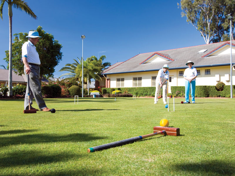 RetireAustralia Wellington Manor Retirement Village Birkdale Brisbane Queensland independent living units for sale croquet green outdoors games sports active fit healthy community