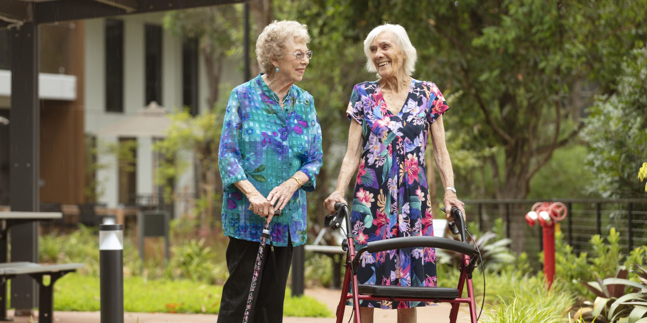 Glengara Care residents walking through the community