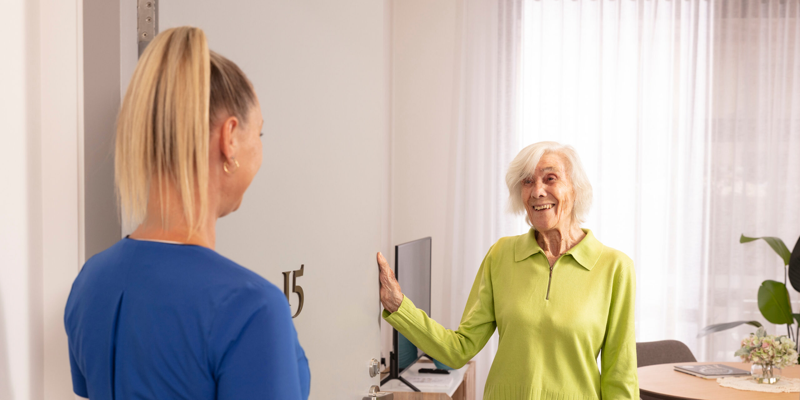 Nurse visiting Glengara Care resident at apartment