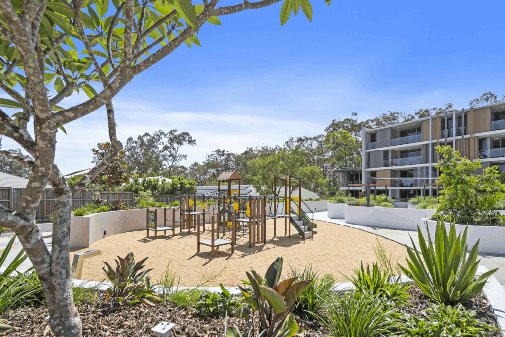 A view of the community gardens at The Green Tarragindi Retirement Village