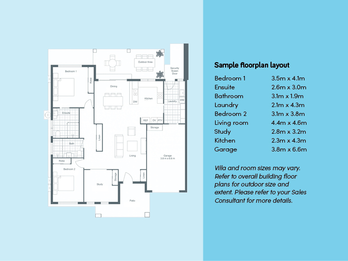 Example floor plan for new villas